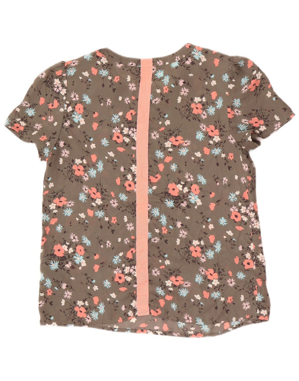 Oasis Blusa Extragrande para Mujer Top UK 10 Small Caqui Floral Poliéster