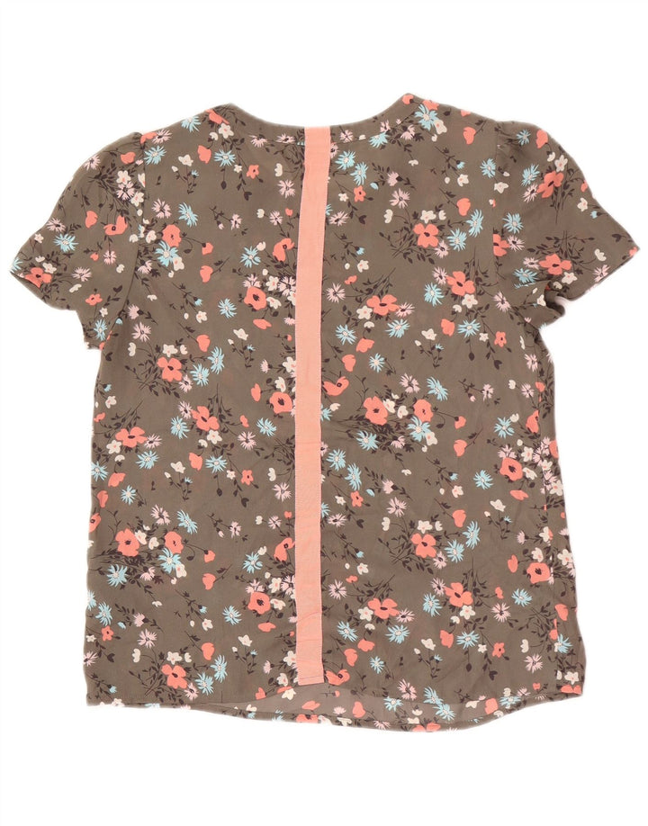 Oasis Blusa Extragrande para Mujer Top UK 10 Small Caqui Floral Poliéster