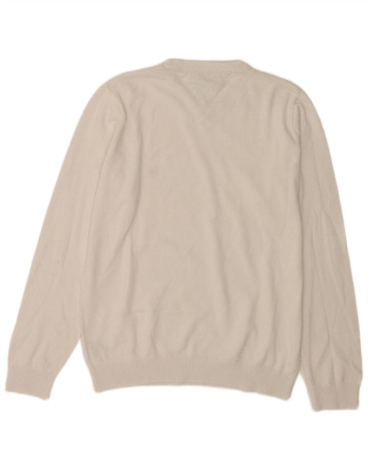 Tommy Hilfiger Jersey con Cuello en V para Hombre de algodón Blanco Mediano
