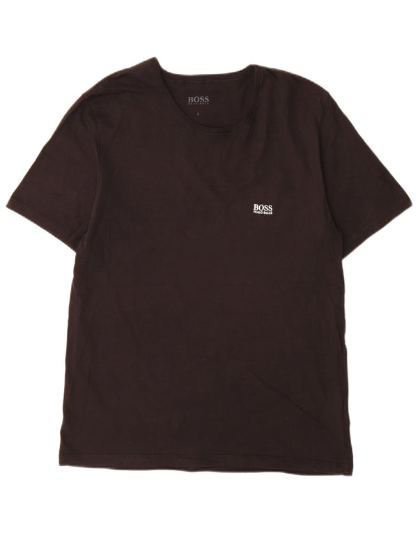 Hugo Boss Hombre Camiseta Top Grande Algodón Negro