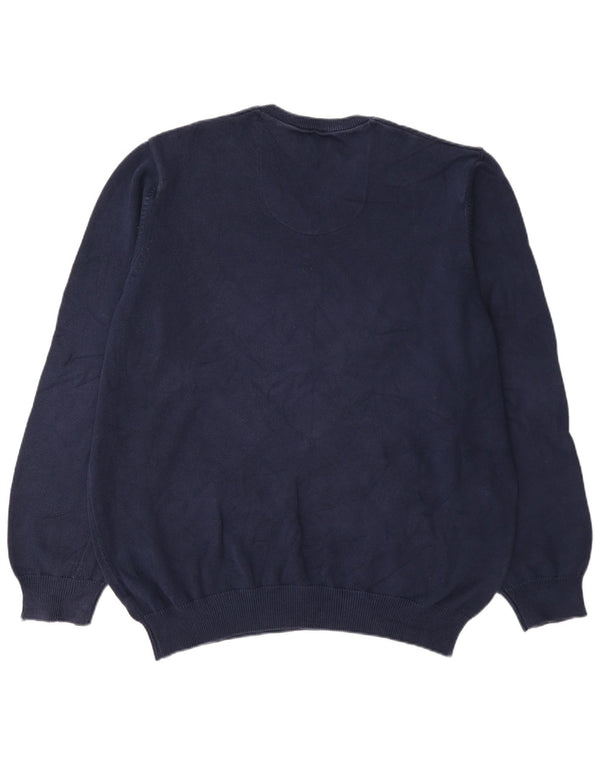 Marks & Spencer Mens Regular Fit V-Neck Jumper Sweater XL Navy Blue Cotton