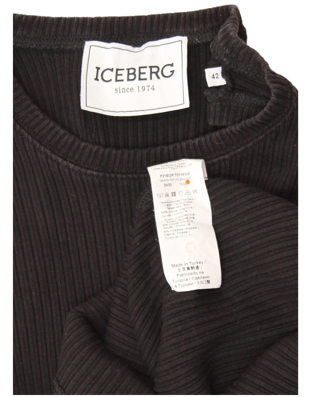ICEBERG Camiseta sin mangas para mujer IT 42 Medium Black Cotton