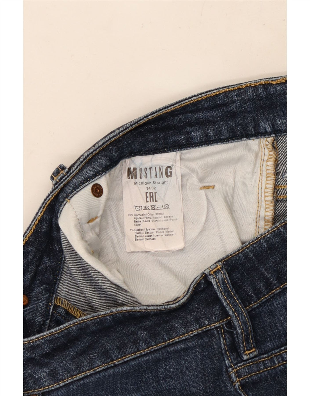 MUSTANG Vaqueros rectos para hombre W34 L30 Algodón azul marino