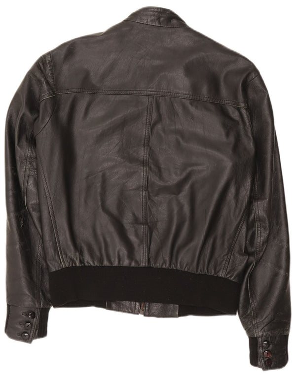 Kikc Chaqueta de cuero para hombre UK 38 Medium Black