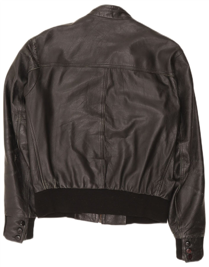 Kikc Chaqueta de cuero para hombre UK 38 Medium Black