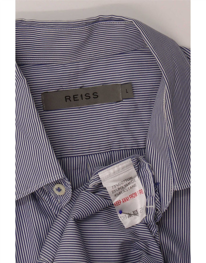 Camisa Reiss para hombre grande de algodón a rayas azul marino