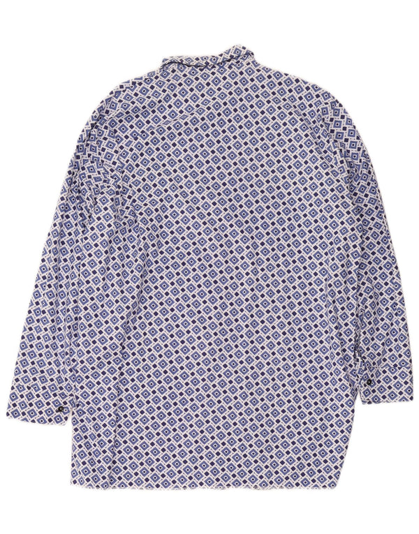 Camisa vintage para hombre talla 42 grande azul geométrico