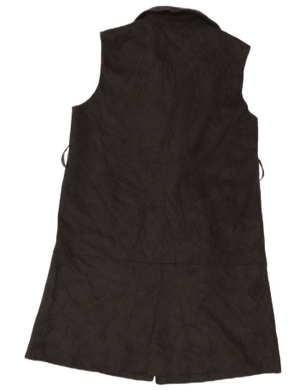 Zara Mujer Chaleco Largo De Doble Botonadura UK 10 Small Poliéster Negro