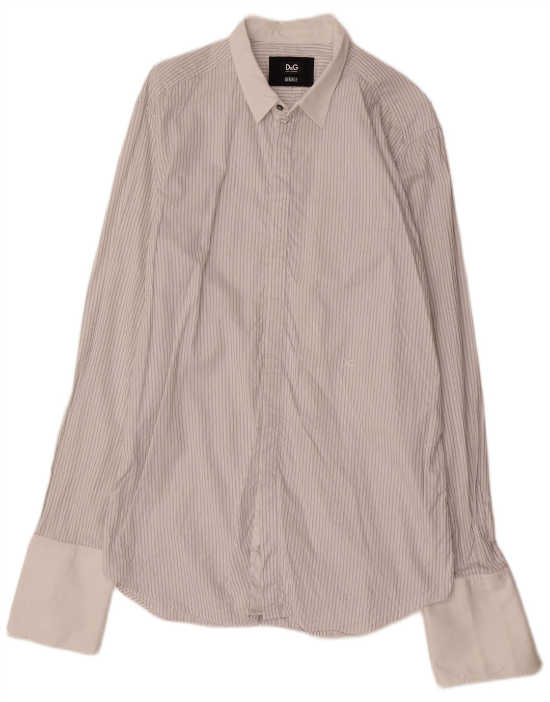 DOLCE & GABBANA Camisa formal George para hombre Talla 17 43 XL Rayas blancas