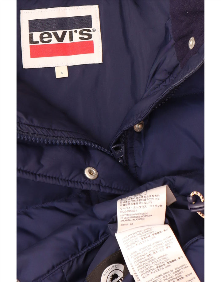 LEVI'S Chaqueta acolchada extragrande con capucha para mujer UK 10 Small Azul marino