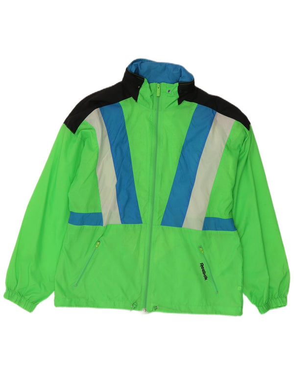 Reebok Chaqueta impermeable para hombre UK 38 Medium Green Colourblock Nylon