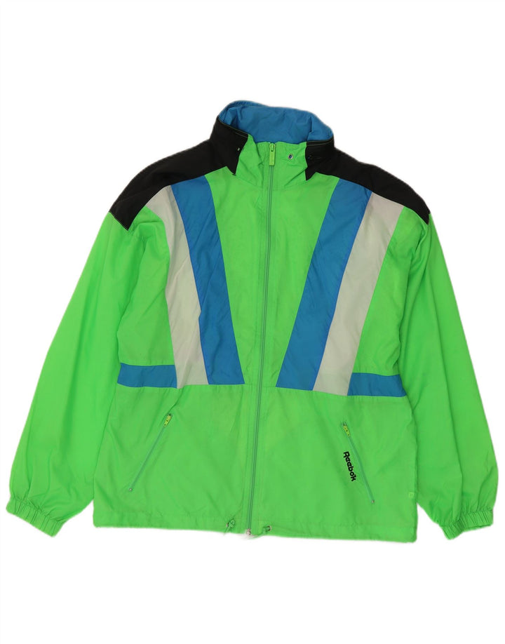 Reebok Chaqueta impermeable para hombre UK 38 Medium Green Colourblock Nylon