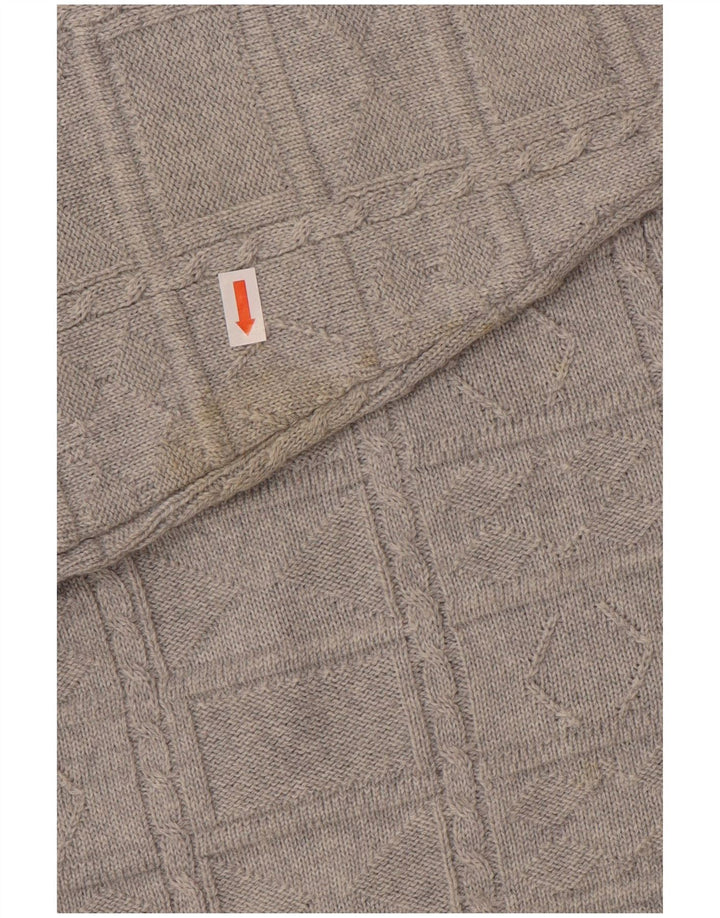 Vintage hombres V-cuello jumper suéter IT 50 gris medio poliacrílico