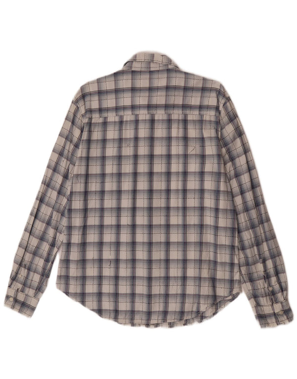 Camisa Wrangler Hombre XL Azul Marino Cuadros Algodón