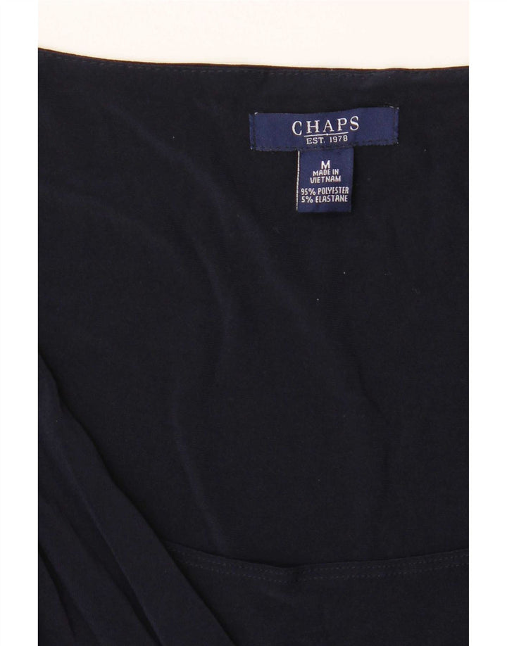Chaps Vestido acampanado de manga 3/4 para mujer UK 42 Poliéster azul marino mediano