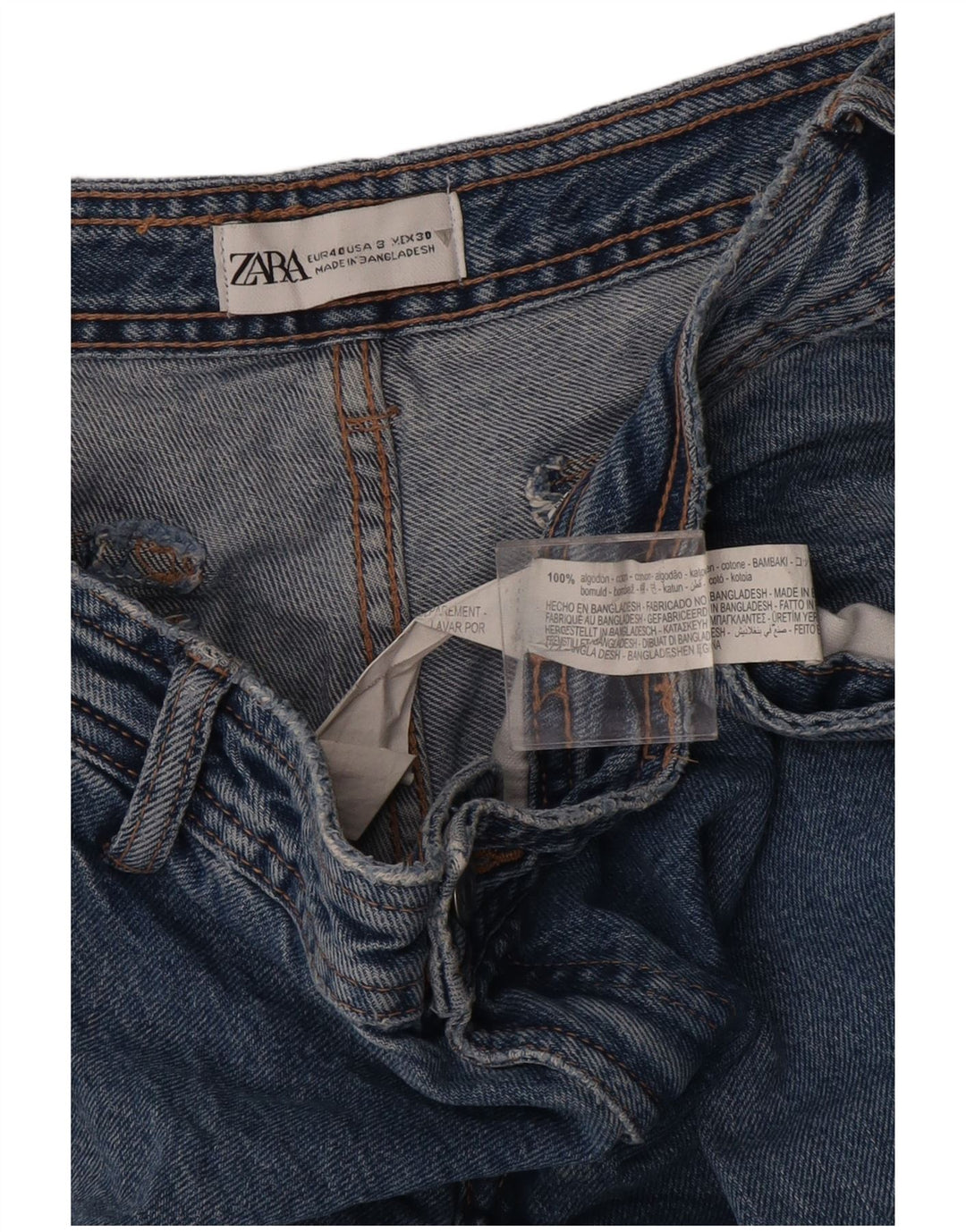 Zara Jeans Cargo Rectos Mujer EU 40 Medium W30 L31 Algodón Azul