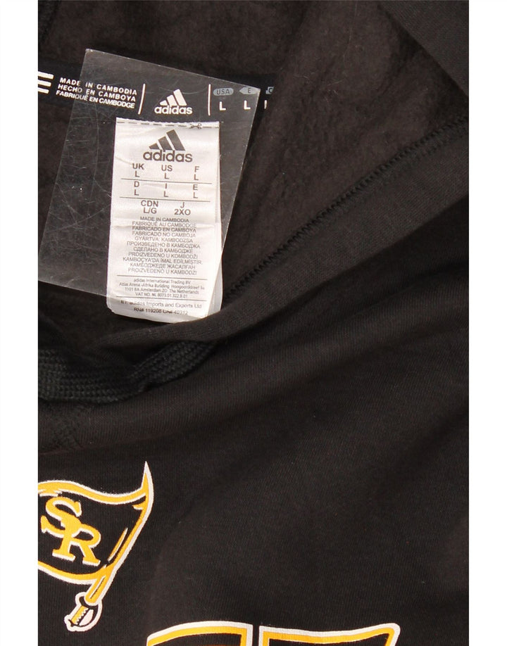 ADIDAS Hombre Raiders Graphic Sudadera con capucha Jumper Grande Algodón Negro
