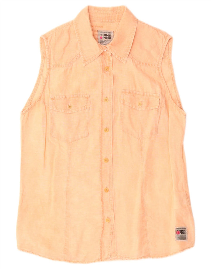 Think Pink Camisa sin mangas para mujer UK 42 Algodón naranja mediano