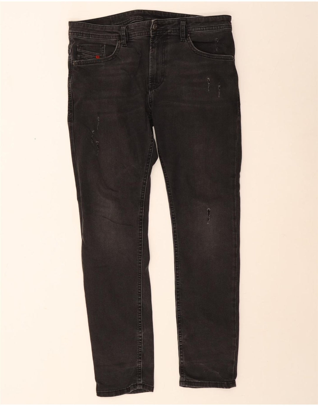 Diesel Vaqueros ajustados desgastados para hombre W34 L30 Algodón gris