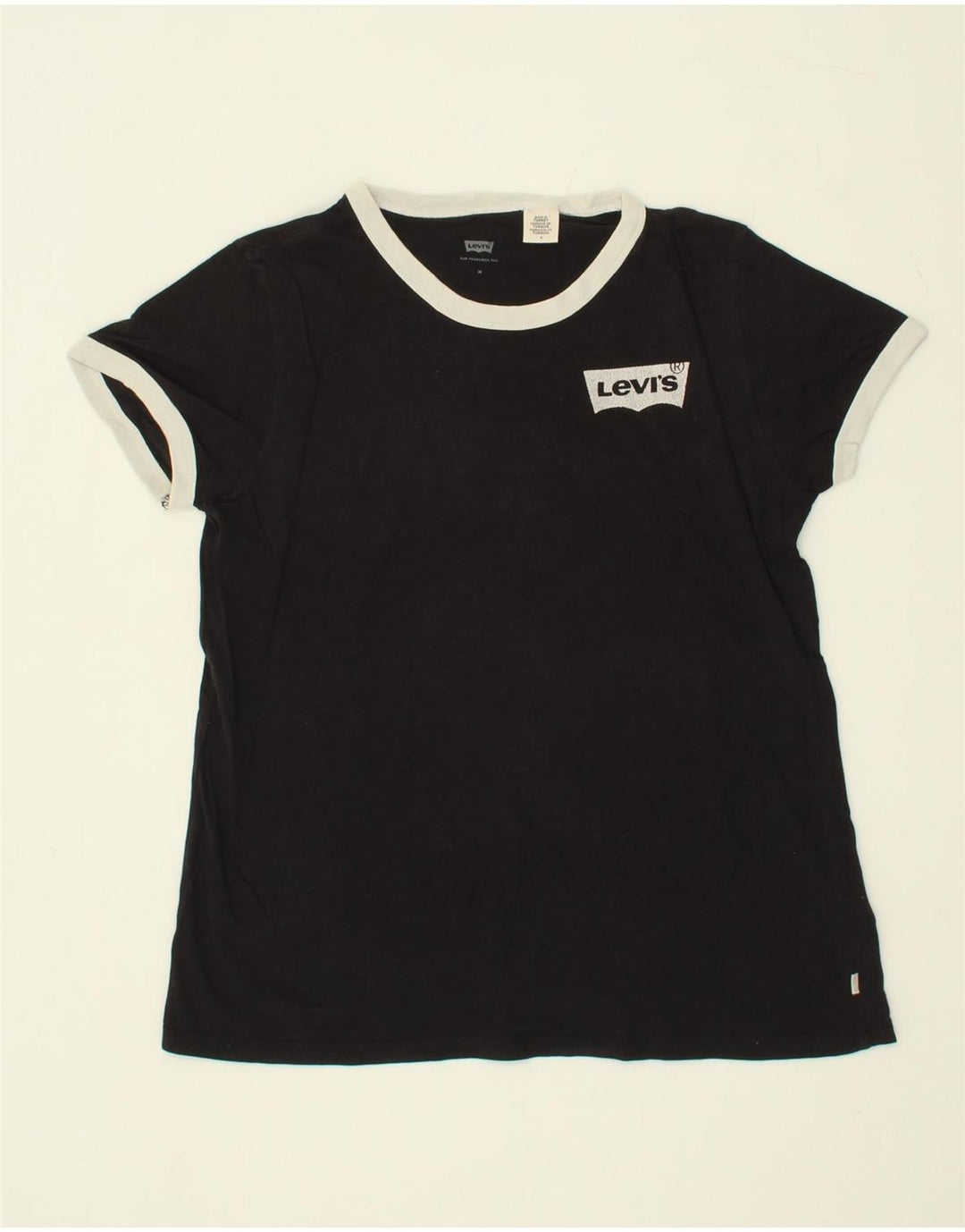LEVI'S Womens T-Shirt Top UK 14 Medium Black Cotton Vintage Levi's and Second-Hand Levi's from Messina Hembry 