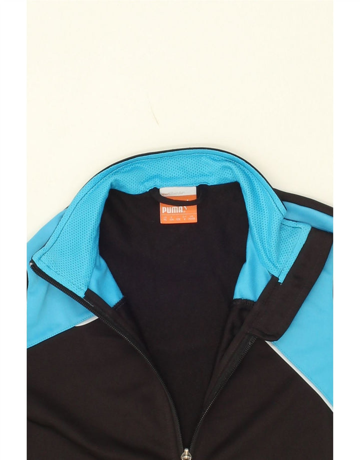 PUMA Girls Tracksuit Top Jacket 7-8 Years Small  Black Colourblock Vintage Puma and Second-Hand Puma from Messina Hembry 