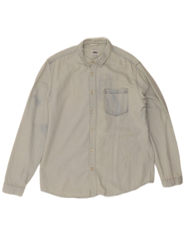 Zara Hombre Camisa Vaquera XL Algodón Azul