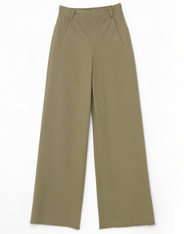 Zara Mujer Pantalones Casuales De Pierna Ancha EU 34 2XS W24 L28 Caqui