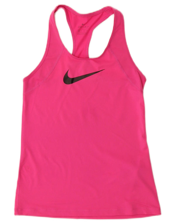 Nike Dri Fit Graphic Vest Top para mujer UK 4 XS Rosa Poliéster