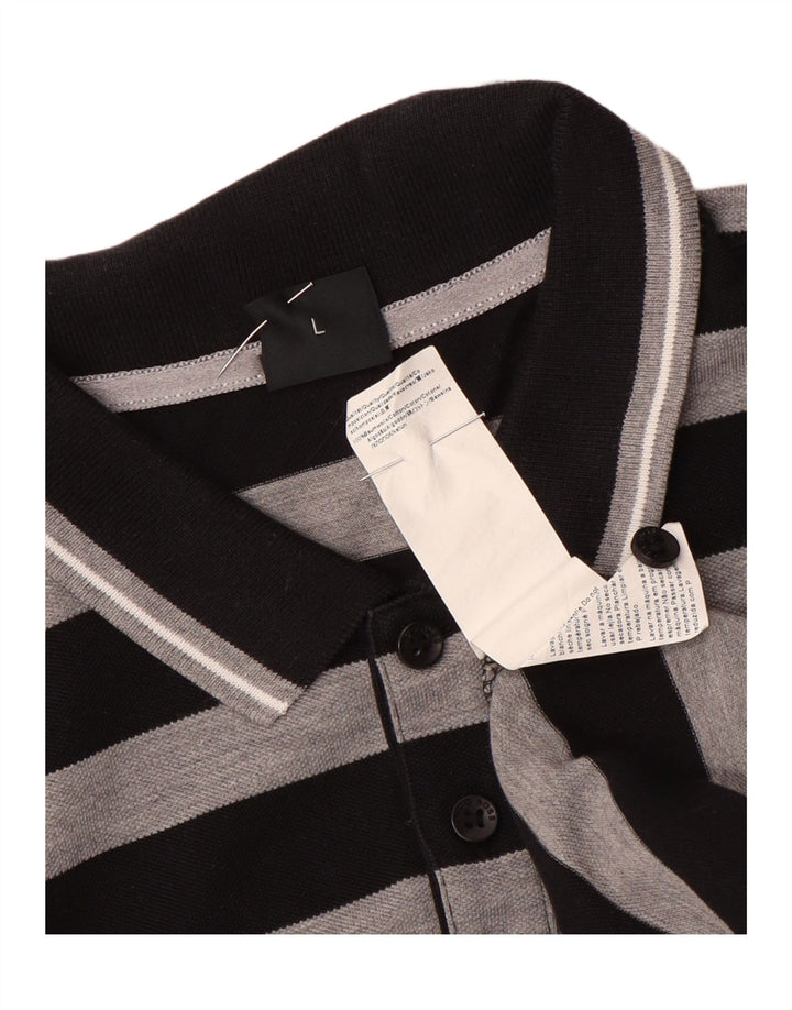Hugo Boss Hombre Polo de corte regular de algodón a rayas negro grande