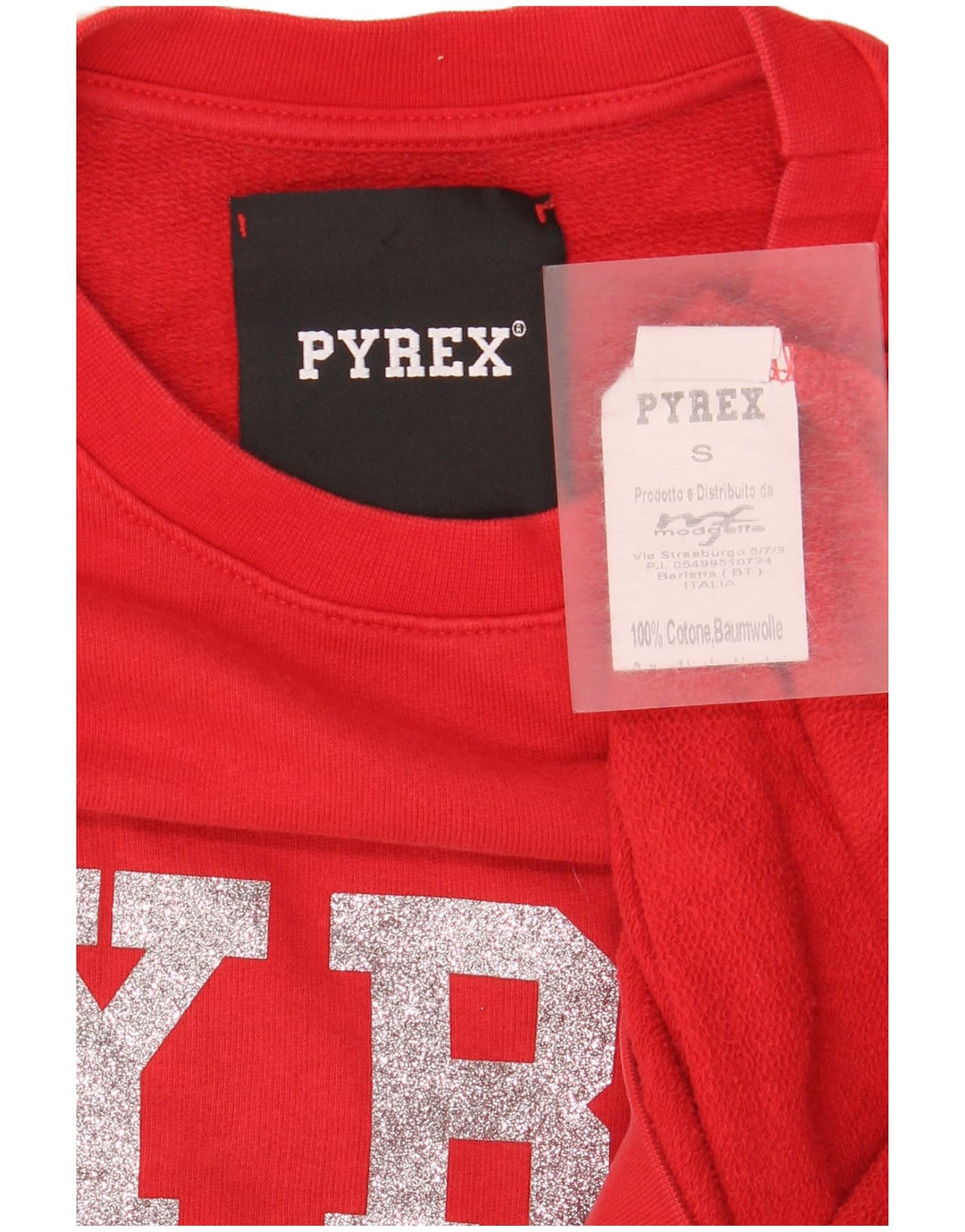 Pyrex - Sudadera de gran tamaño con gráfico para mujer, talla 10, algodón rojo pequeño