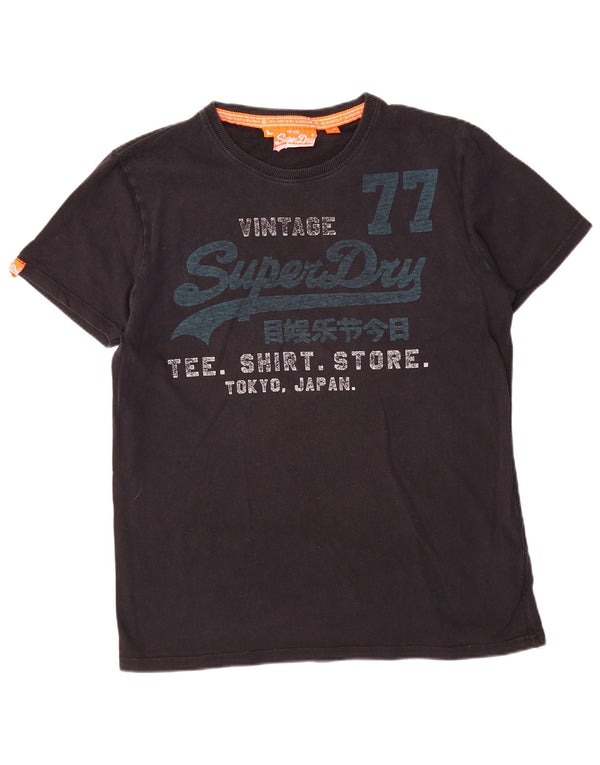 Superdry Camiseta gráfica para hombre Top grande de algodón negro