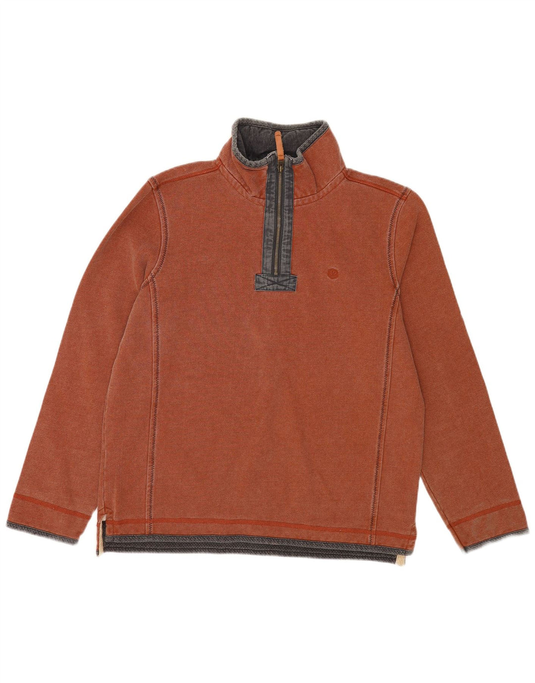 Sudadera con capucha y cuello con cremallera para hombre Fat Face Jersey de algodón marrón medio