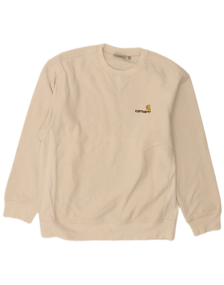 Carhartt Hombre Sudadera Jumper Large Beige Algodón
