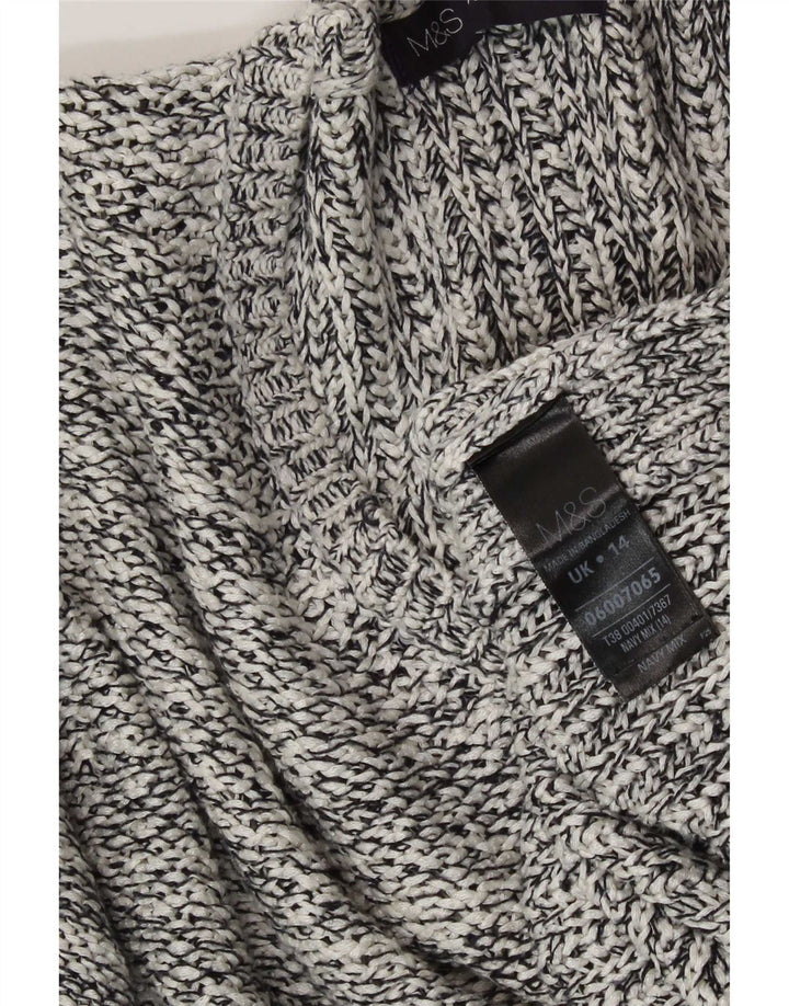 Marks & Spencer Suéter con Cuello en V para Mujer UK 44 Medio Azul Marino Moteado