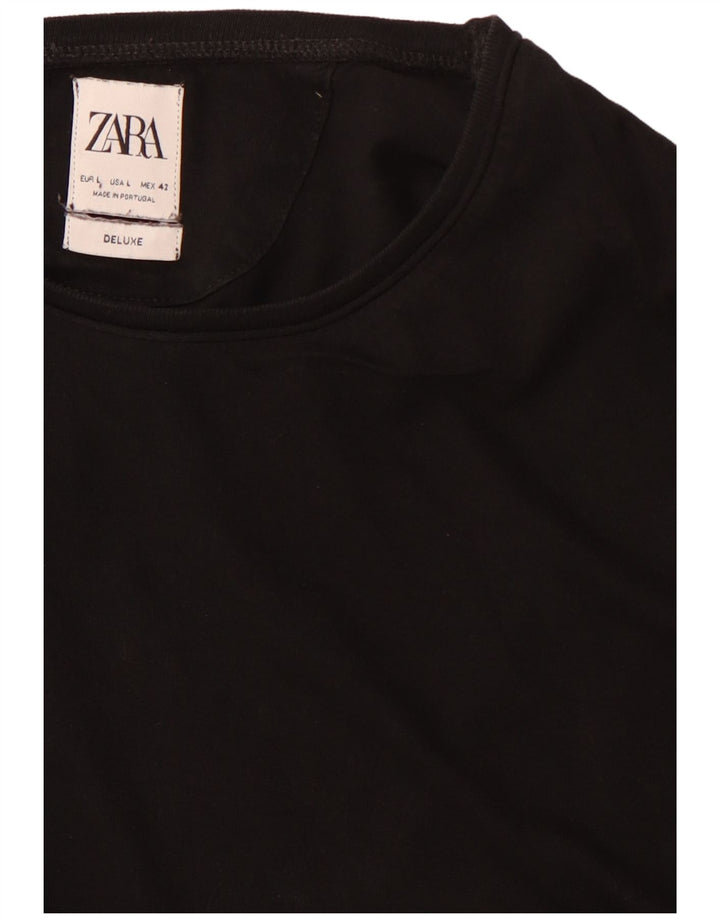 Zara Hombre Camiseta Top Grande Negro