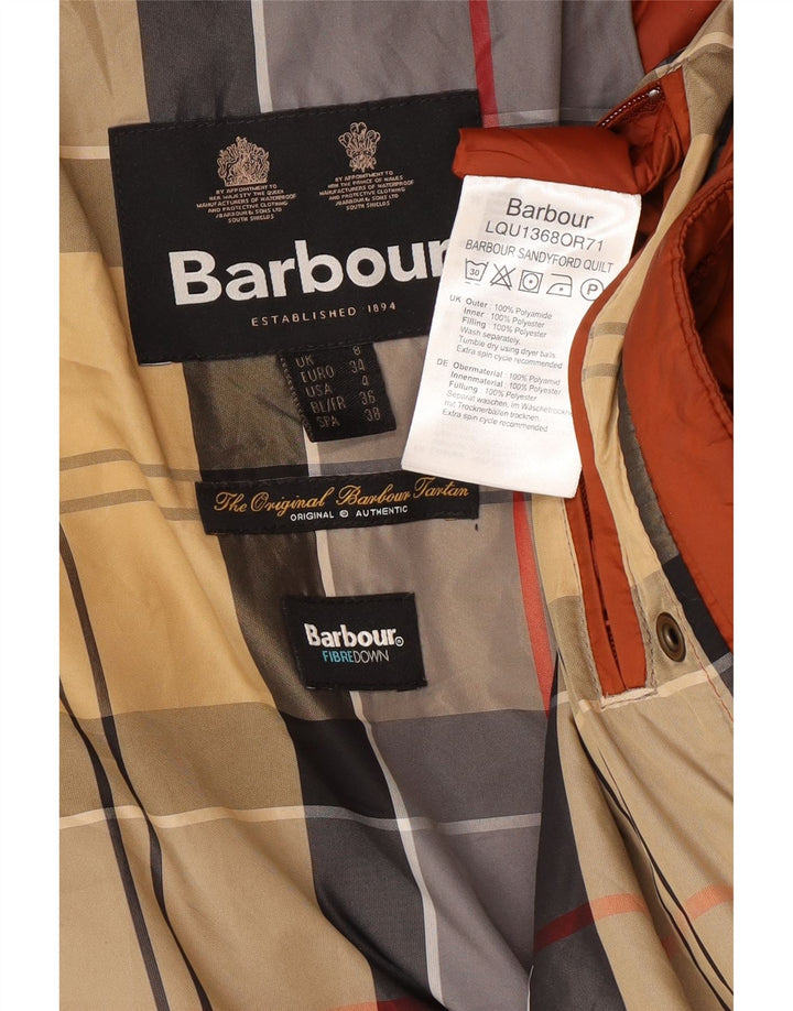 Barbour Abrigo acolchado extragrande con capucha para mujer UK 8 Small Marrón Poliamida