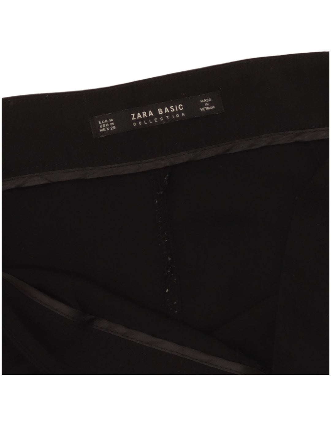 Zara Mujer Pantalones Capri De Pierna Ancha De Cintura Alta Mediano W30 L22 Negro