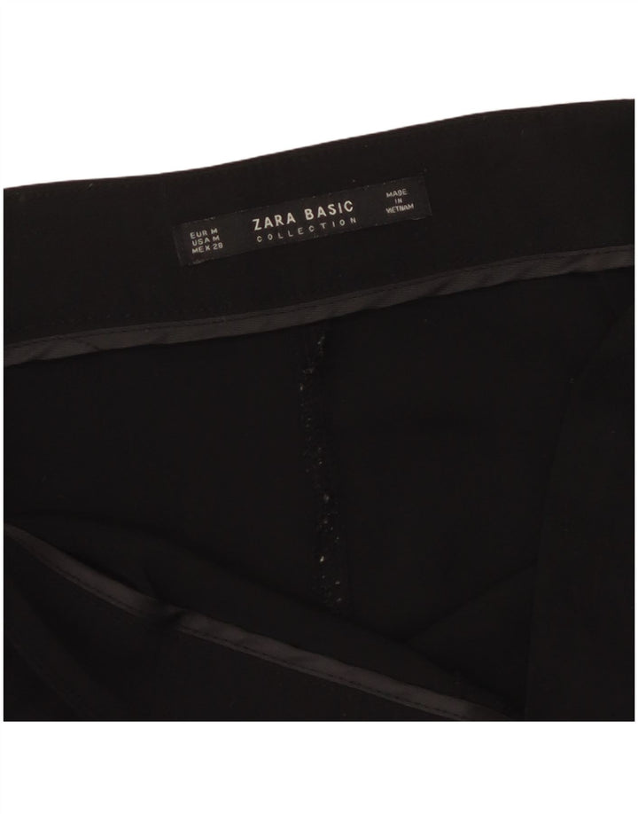Zara Mujer Pantalones Capri De Pierna Ancha De Cintura Alta Mediano W30 L22 Negro