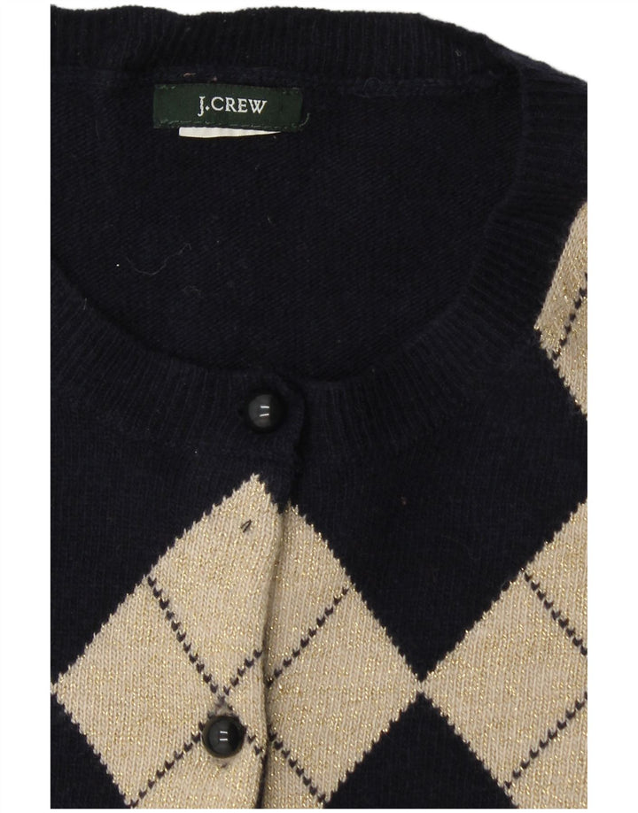 J. CREW Suéter tipo cárdigan para hombre UK 6 XS Azul marino Argyle/Diamante