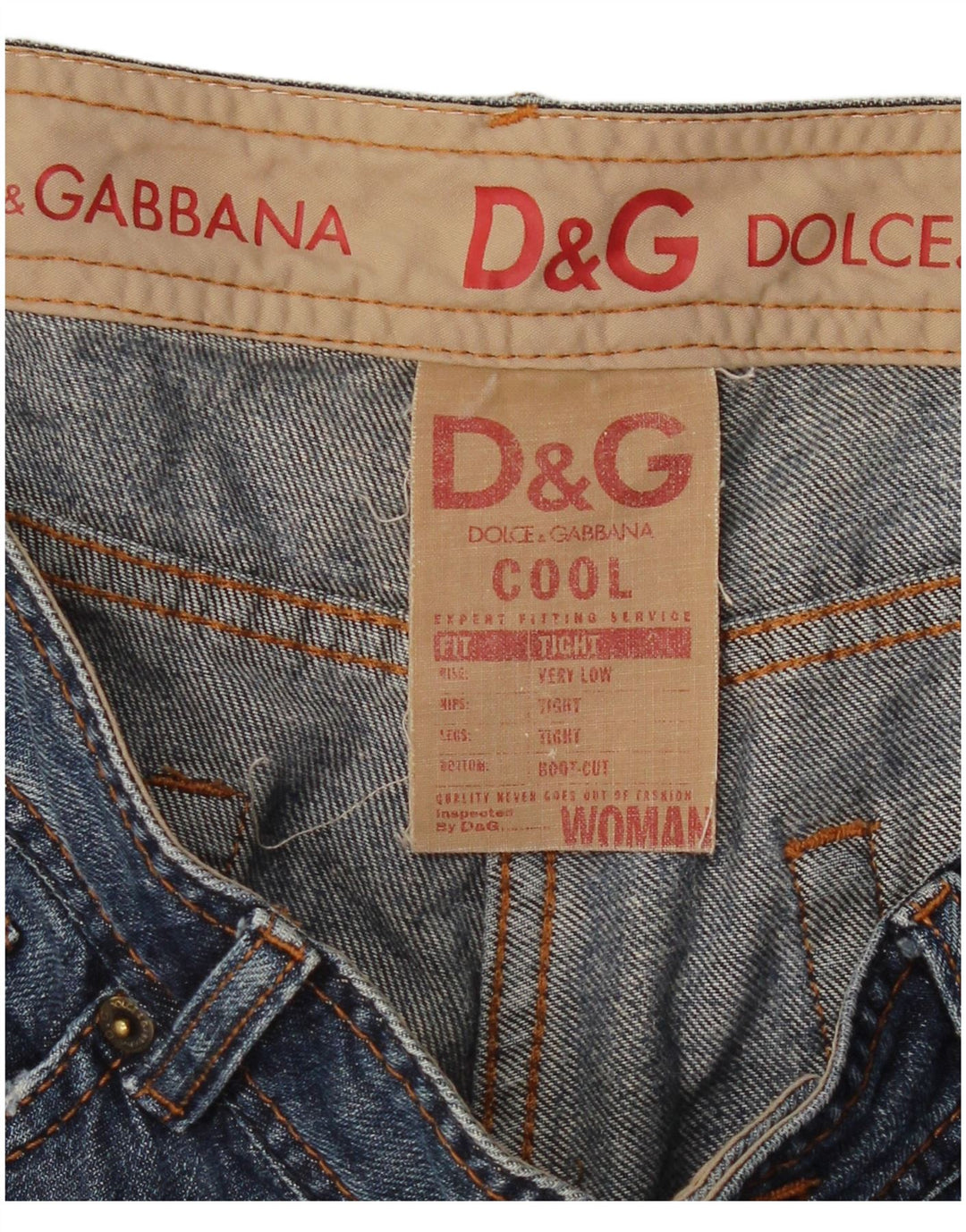 DOLCE & GABBANA Vaqueros Bootcut de cintura baja y corte ajustado para mujer W34 L30 Azul