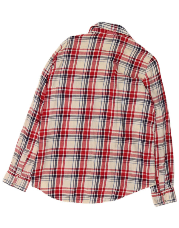 Zara Camisa De Franela Para Mujer UK 44 Algodón A Cuadros Rojo Mediano