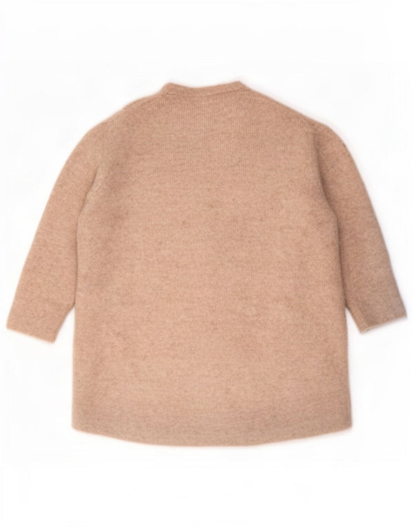 Zara Suéter tipo jersey con cuello redondo y manga 3/4 para mujer UK 44 Medium Beige