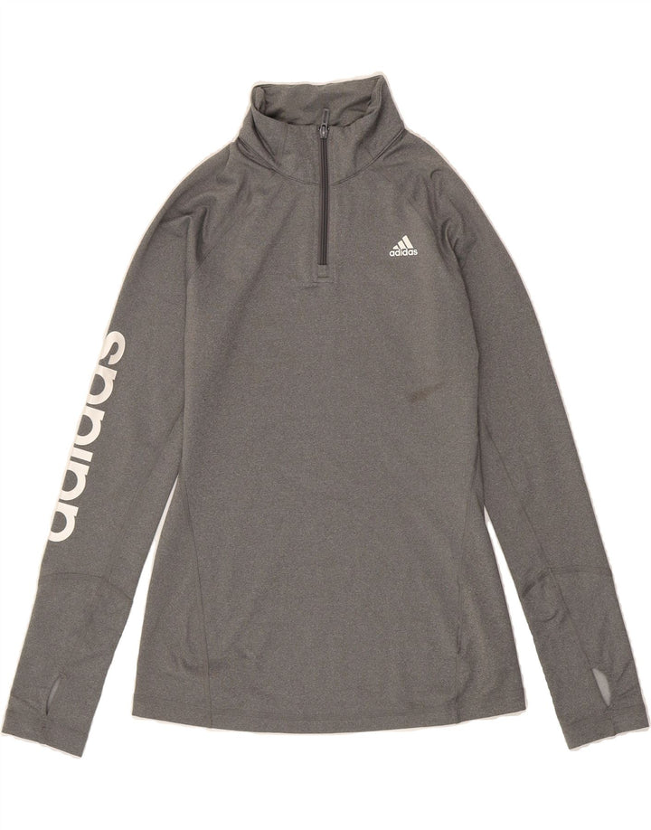ADIDAS Womens Graphic Pullover Tracksuit Top UK 12/14 Medium Grey Vintage Adidas and Second-Hand Adidas from Messina Hembry 