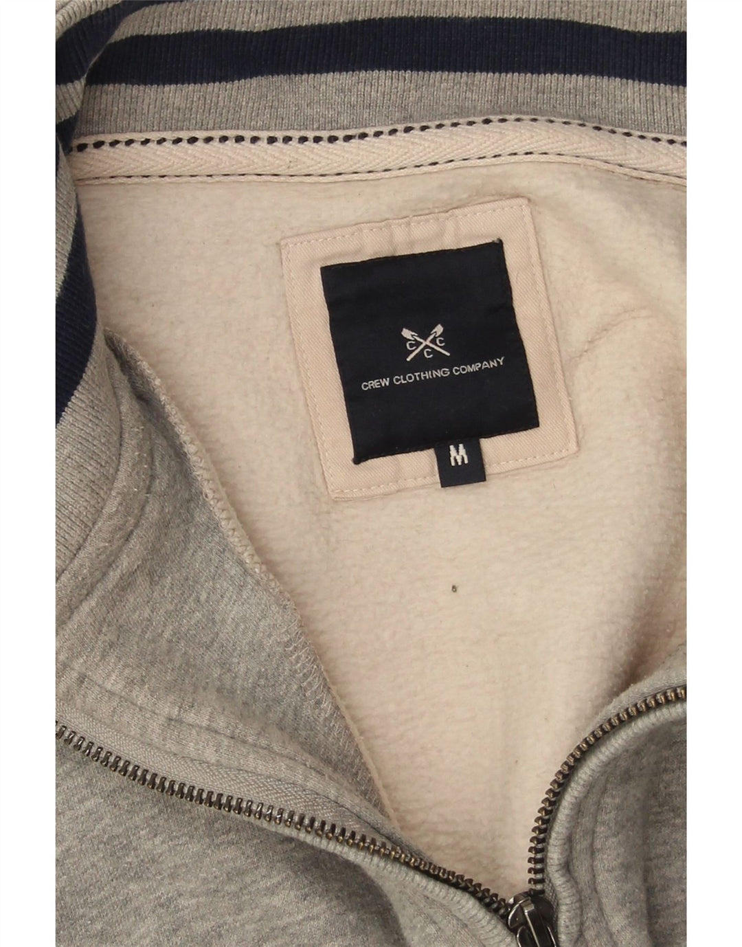 Crew Clothing - Sudadera con cuello y cremallera para hombre, jersey de algodón gris medio