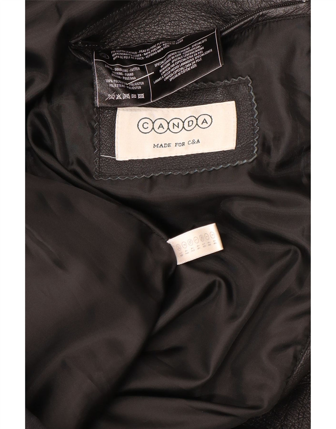 Canda Chaqueta de cuero para mujer UK 46 Cuero negro grande