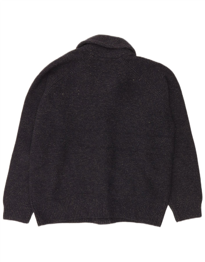 Marks & Spencer Suéter tipo cárdigan para hombre, tamaño grande, acrílico azul marino