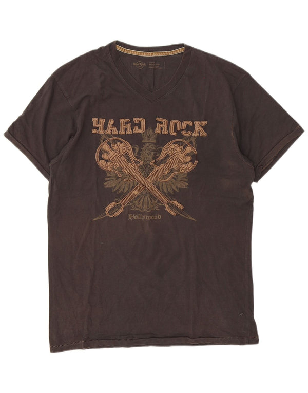 Hard Rock Cafe Hombres Hollywood Graphic Camiseta Top Algodón Gris Medio