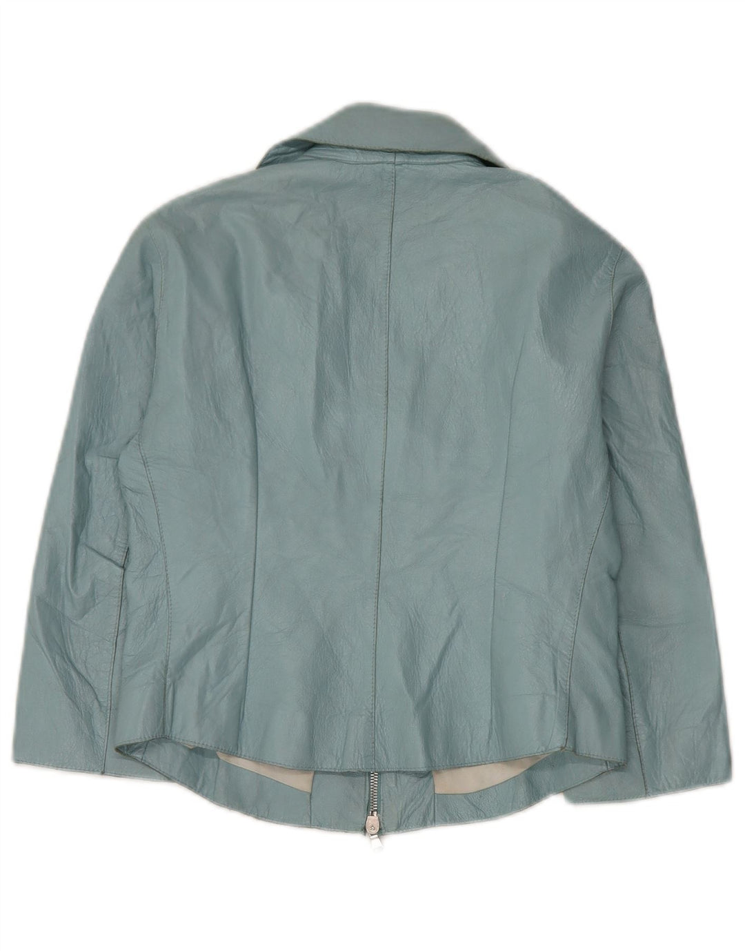Vintage mujer cuero 3/4 manga chaqueta bolero IT 42 cuero azul medio
