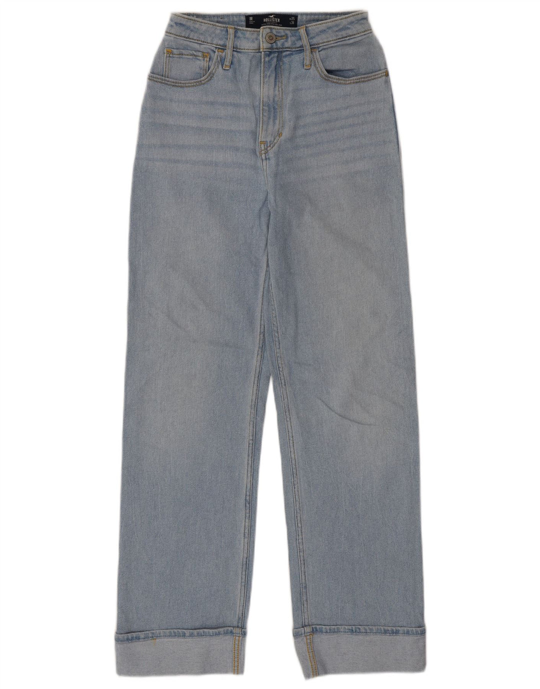 HOLLISTER Vaqueros rectos de talle alto para mujer W25 L31 Algodón azul