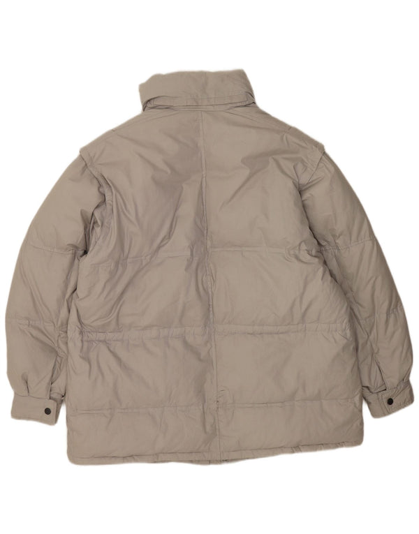 Vintage hombres chaqueta acolchada Reino Unido 44 2XL algodón gris